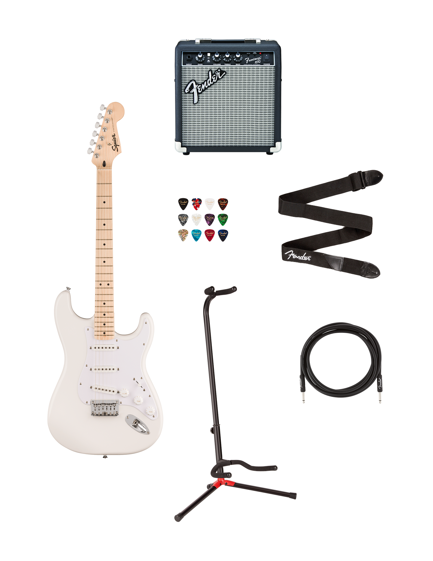 Squier Sonic Stratocaster HT Bundle, White